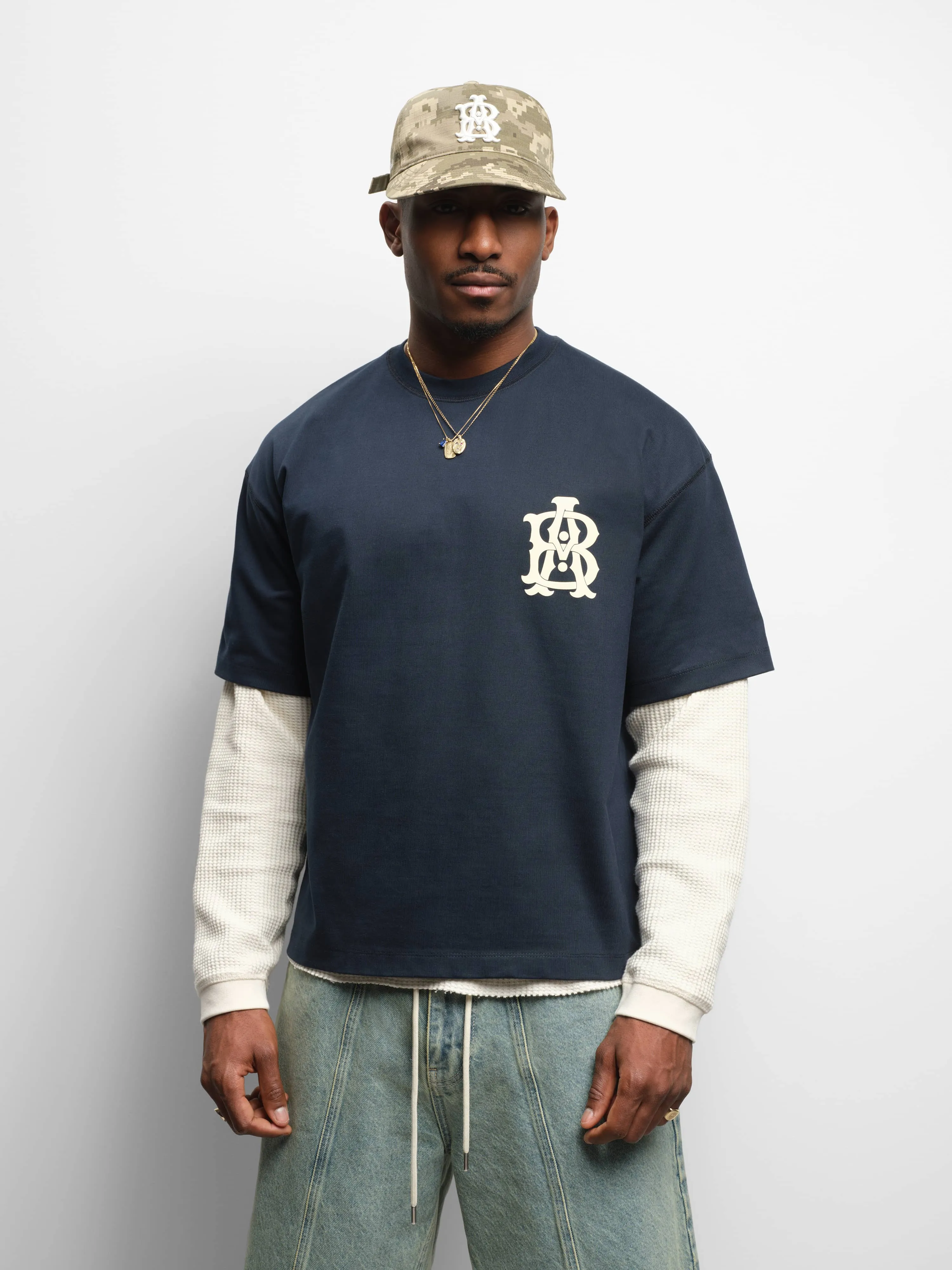 monogram t-shirt navy/ecru sold by about:blank product image thumbnail 4
