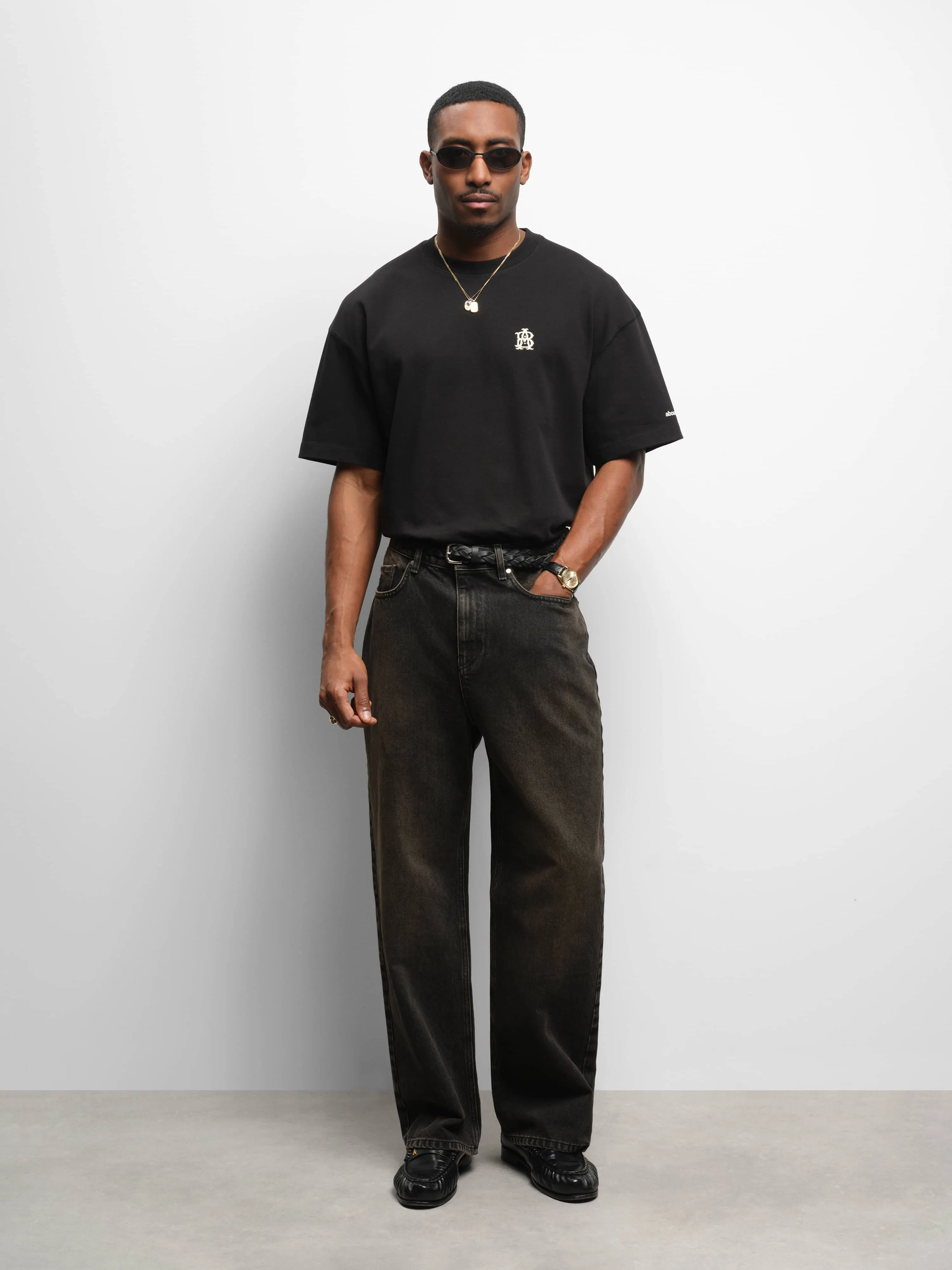 relaxed denim jean antique black sold by about:blank