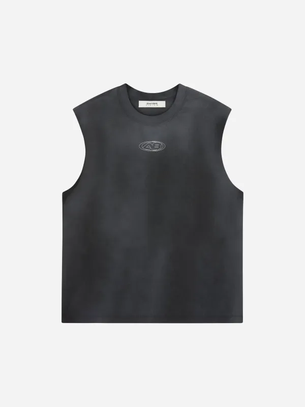 ellipse sleeveless t-shirt washed black made by about:blank