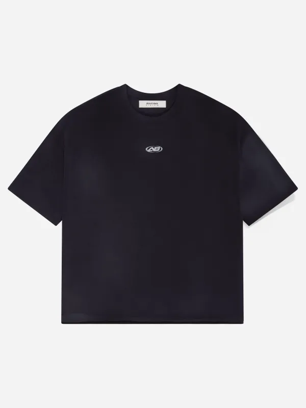 raw hem ellipse t-shirt washed black made by about:blank