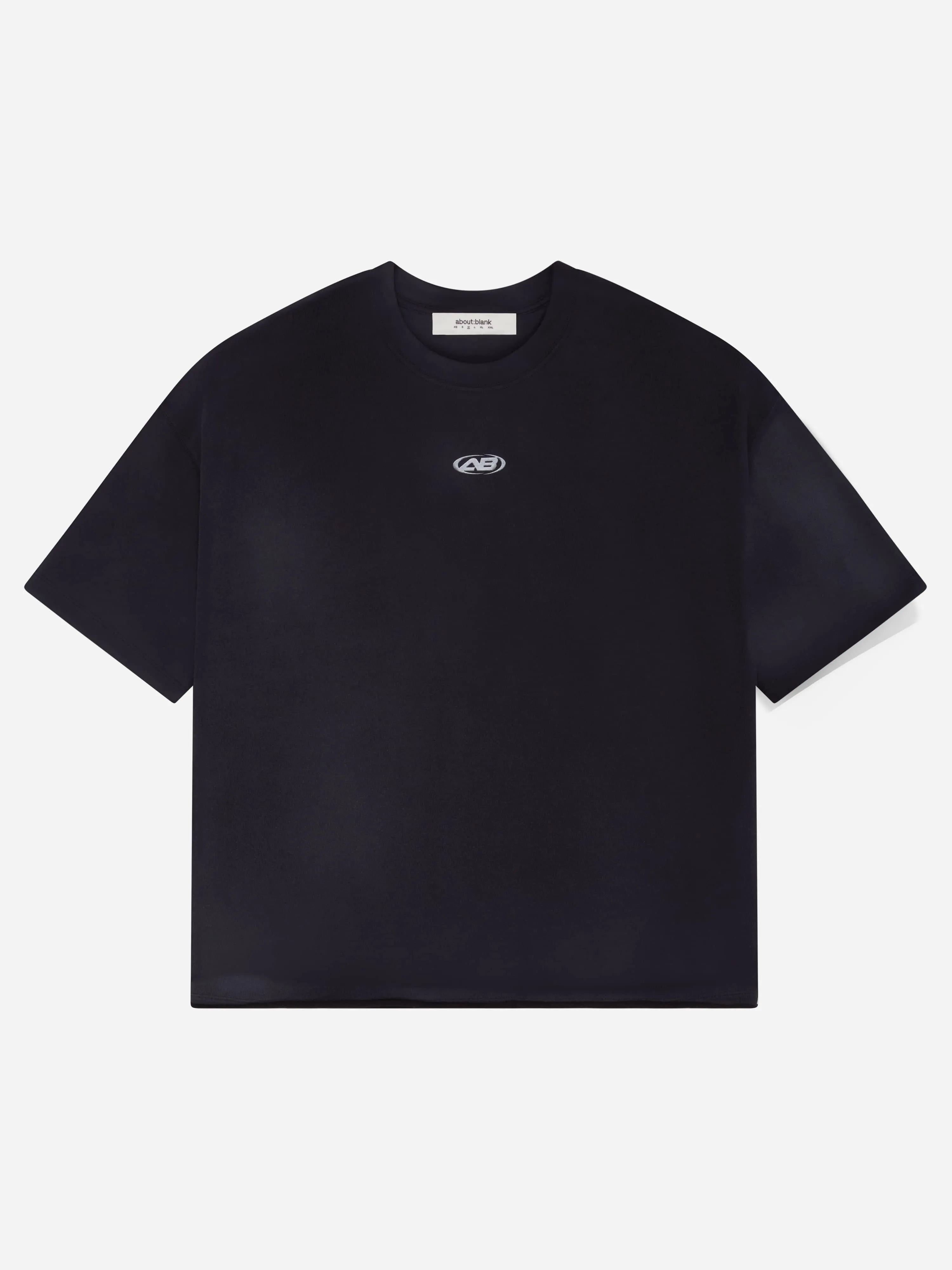 raw hem ellipse t-shirt washed black sold by about:blank