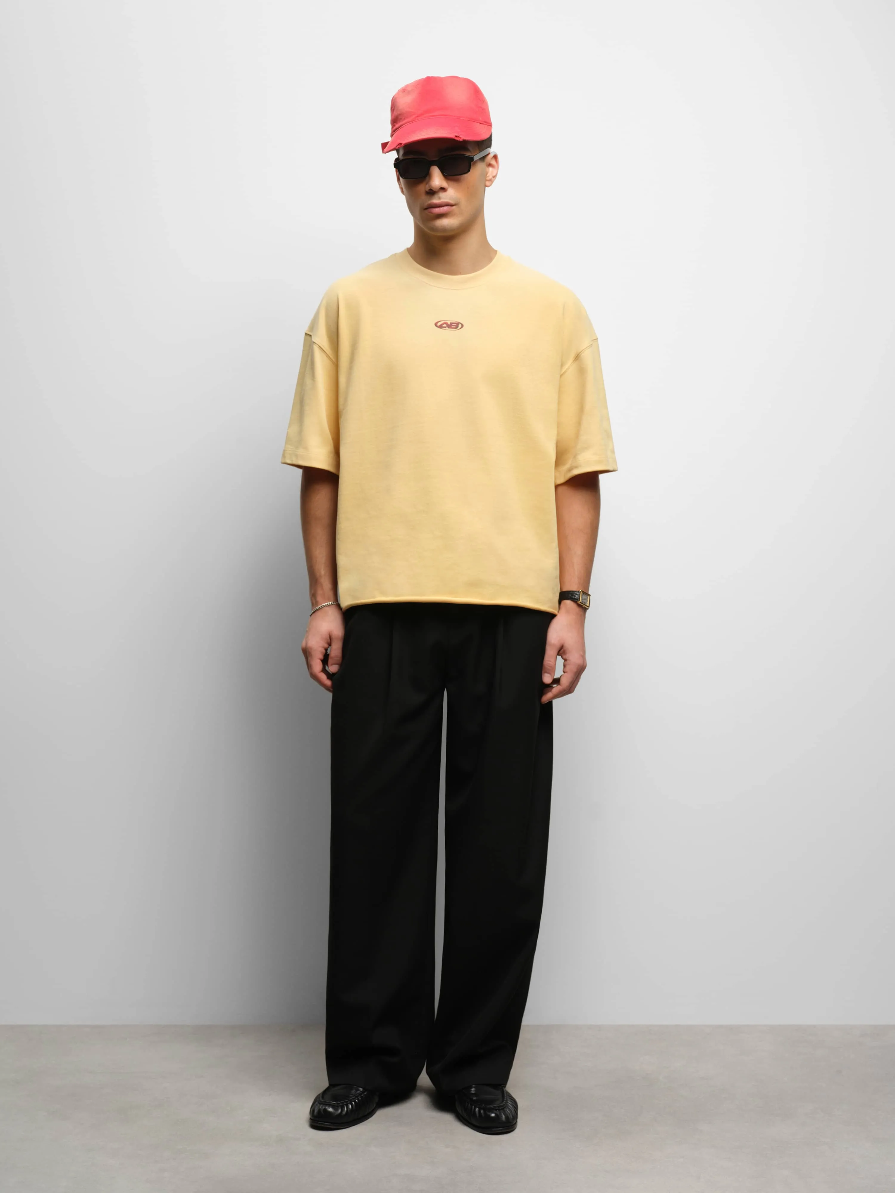 raw hem ellipse t-shirt washed yellow sold by about:blank product image thumbnail 2
