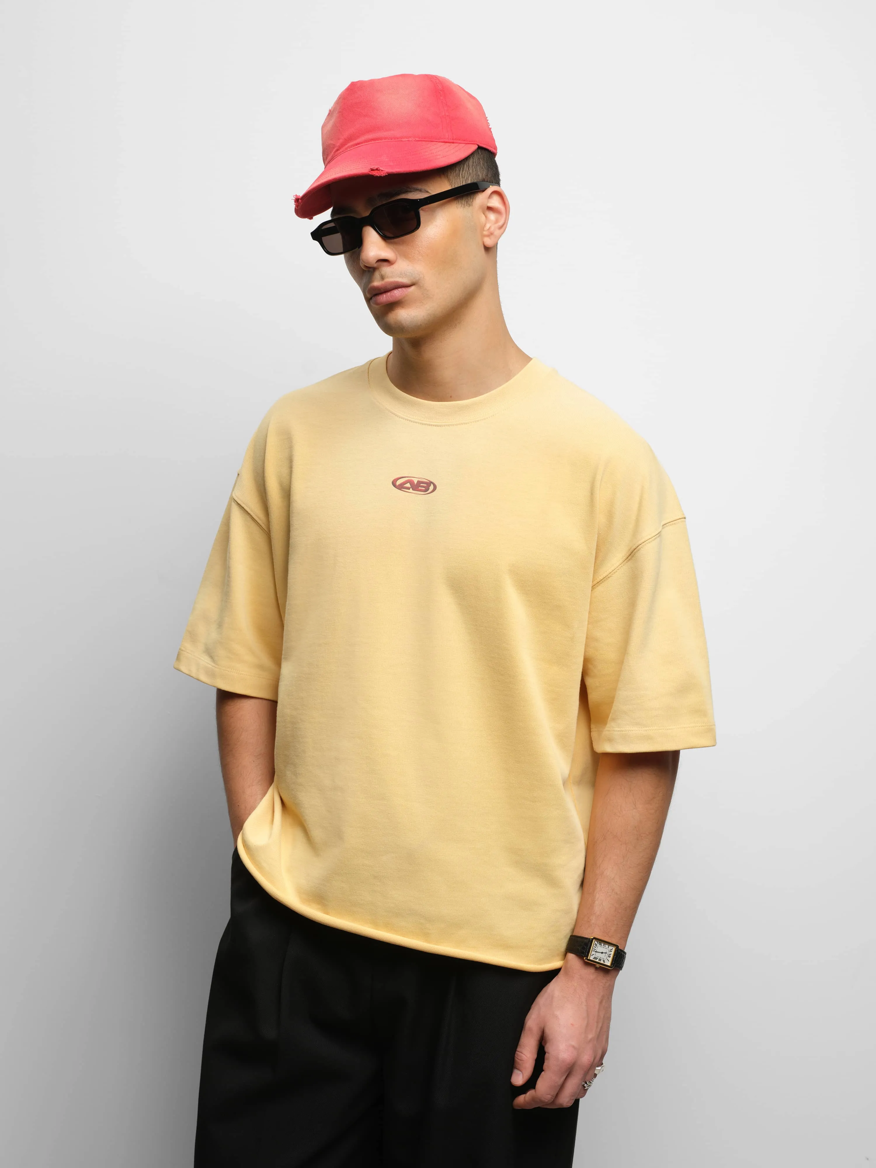 raw hem ellipse t-shirt washed yellow sold by about:blank product image thumbnail 4