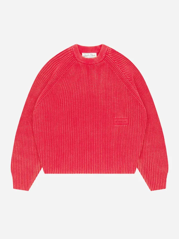 rib mock neck crew washed red made by about:blank