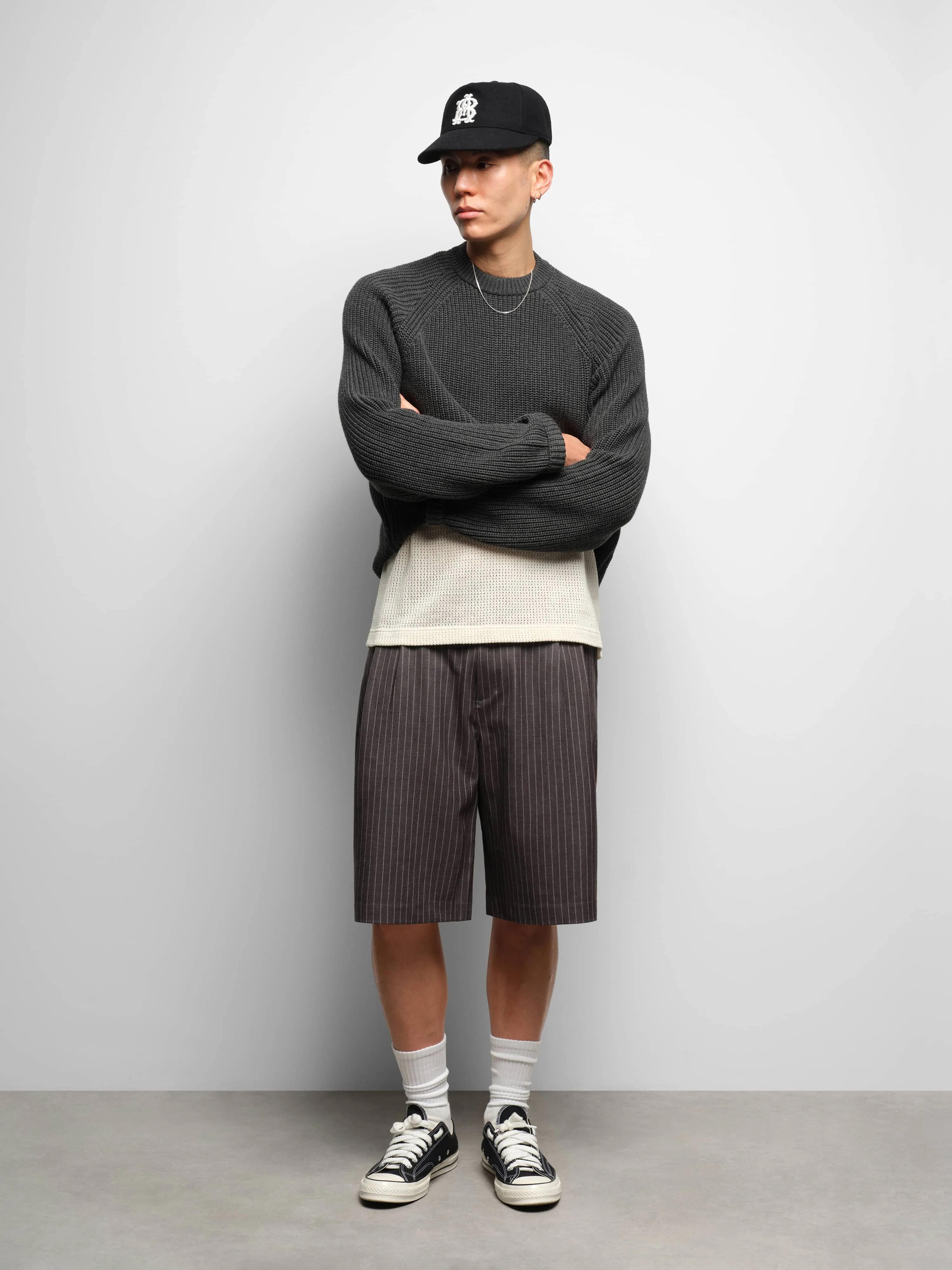 bermuda short grey pinstripe sold by about:blank product image thumbnail 2