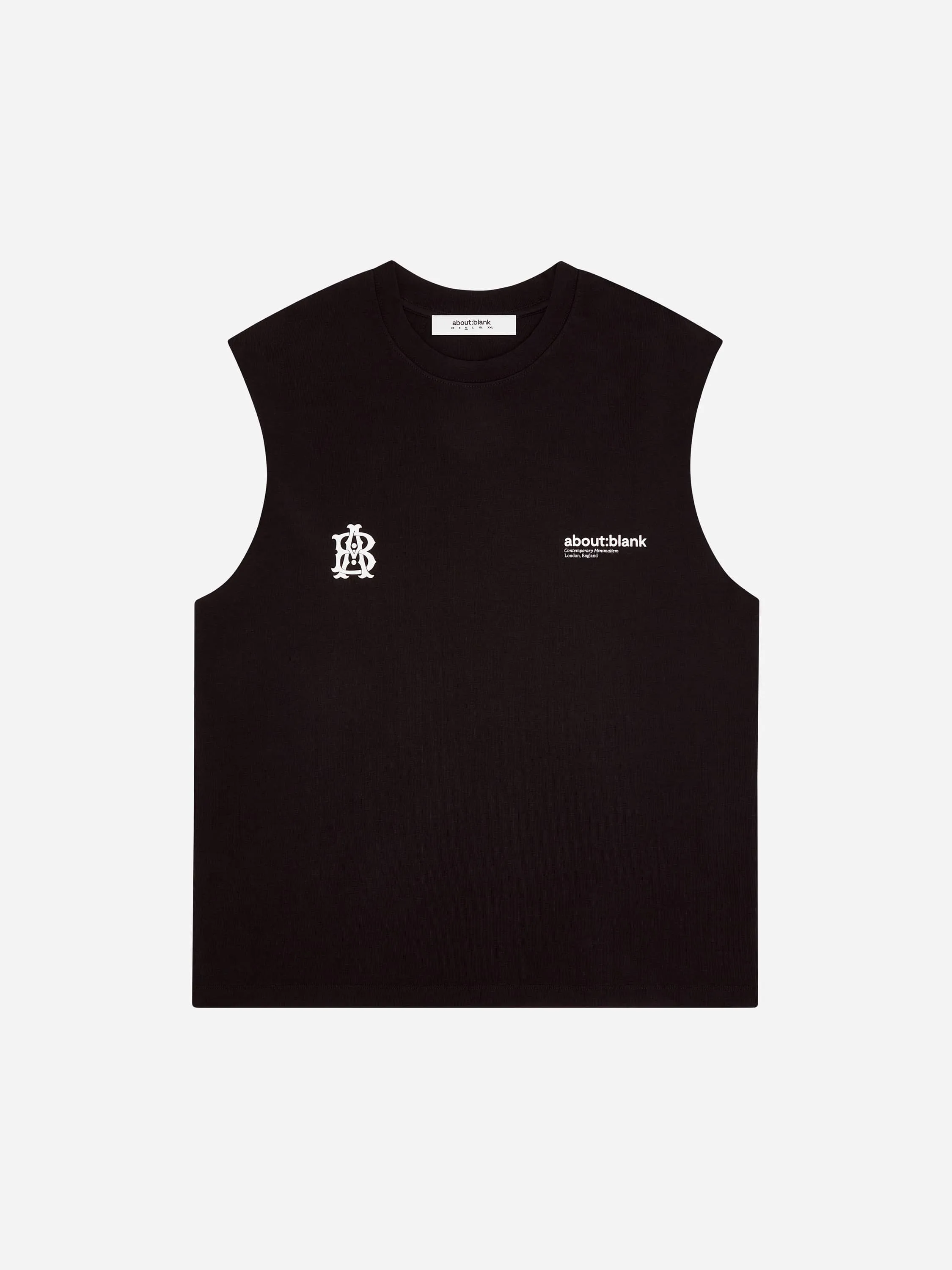 dual logo sleeveless t-shirt black sold by about:blank