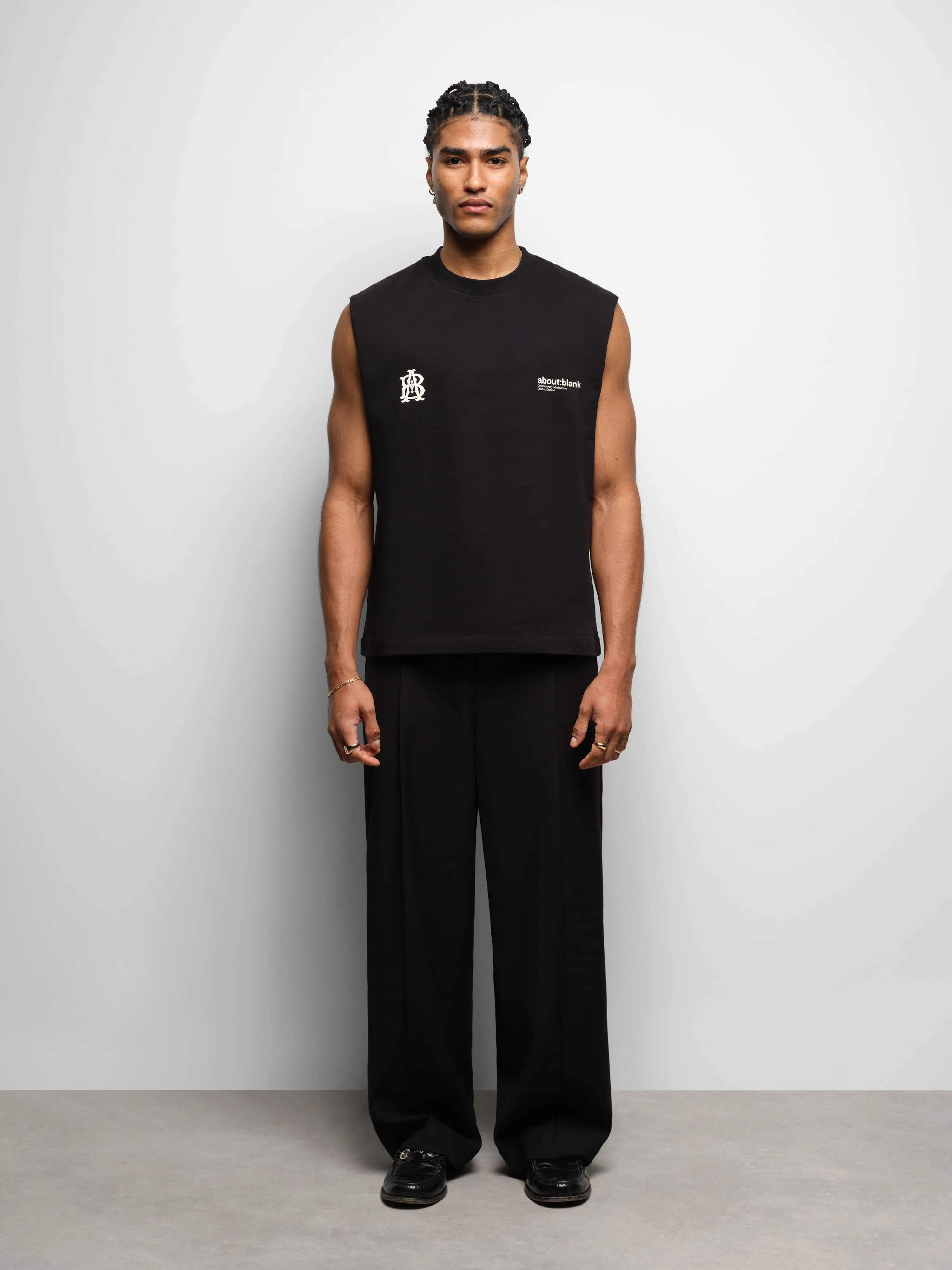 dual logo sleeveless t-shirt black sold by about:blank product image thumbnail 2