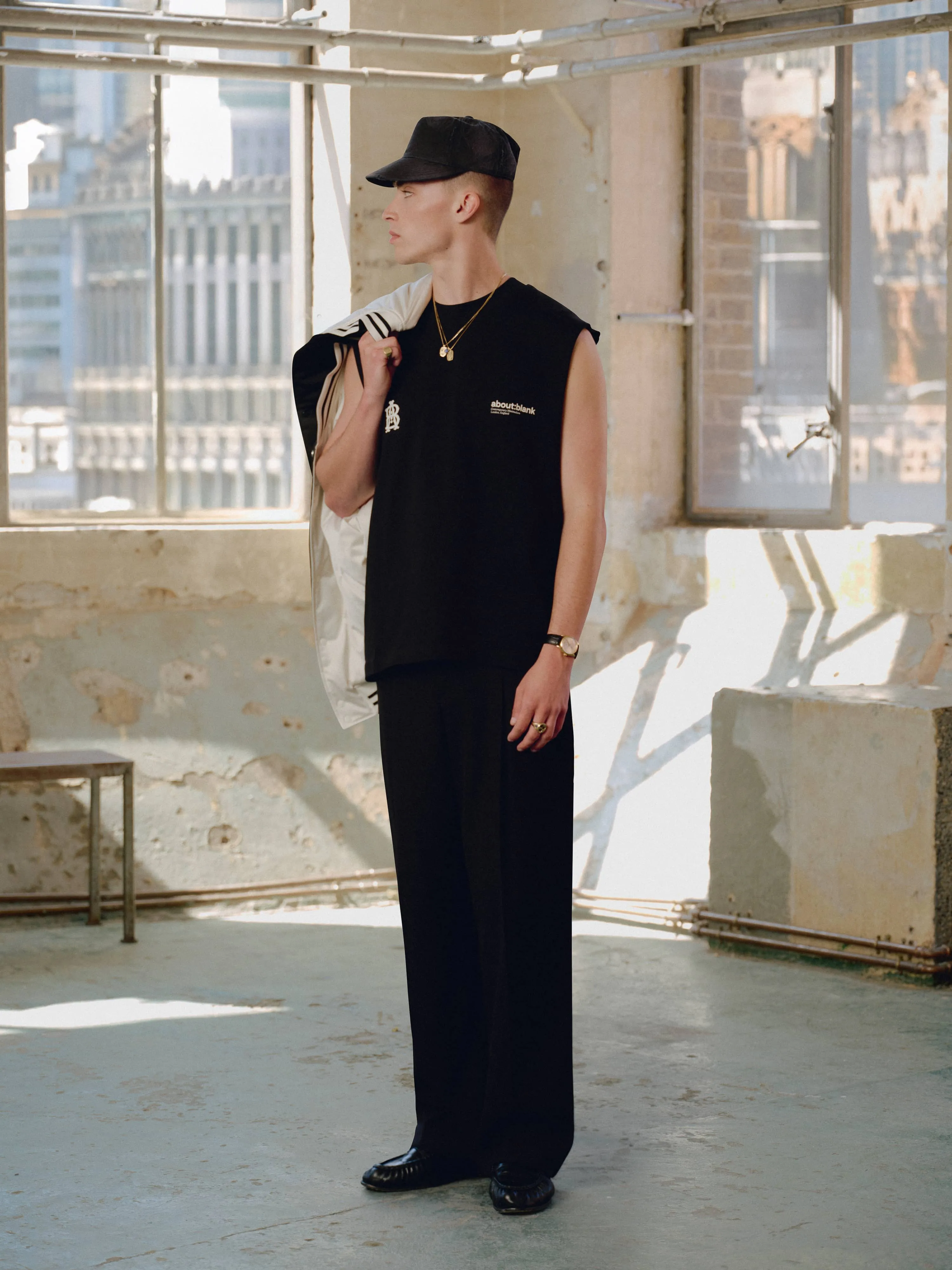 dual logo sleeveless t-shirt black sold by about:blank product image thumbnail 5