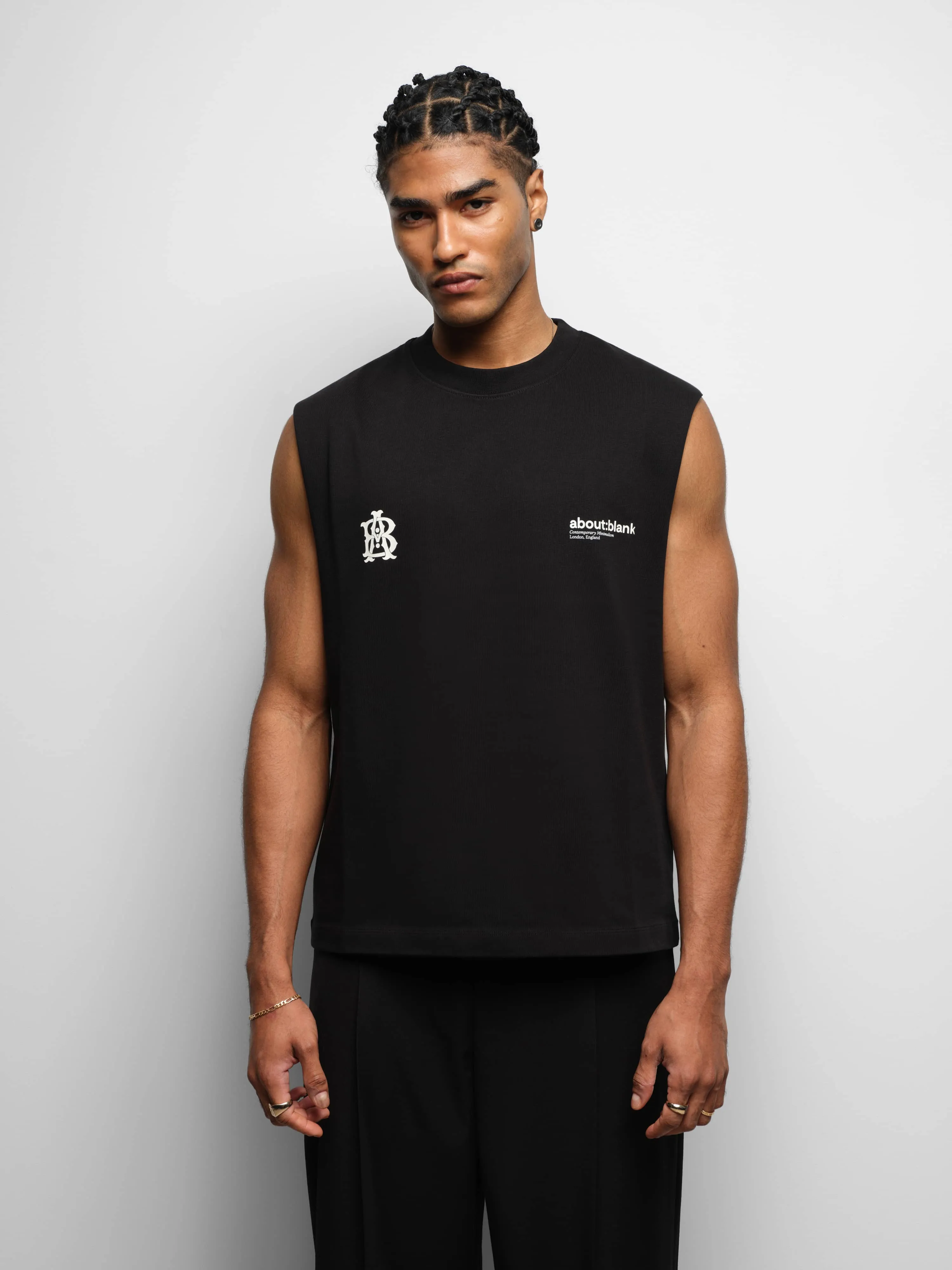 dual logo sleeveless t-shirt black sold by about:blank product image thumbnail 4