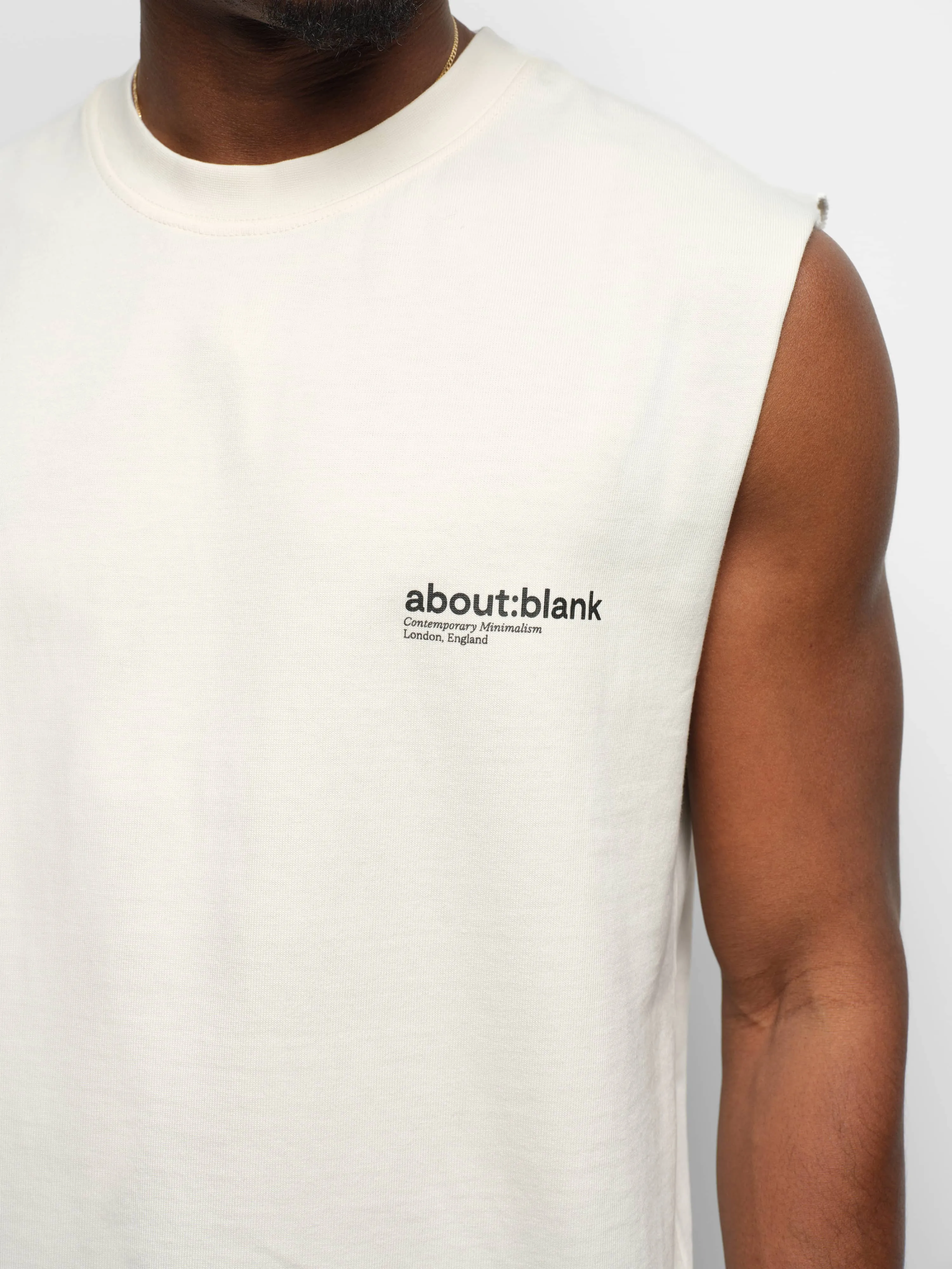 dual logo sleeveless t-shirt oat sold by about:blank product image thumbnail 5