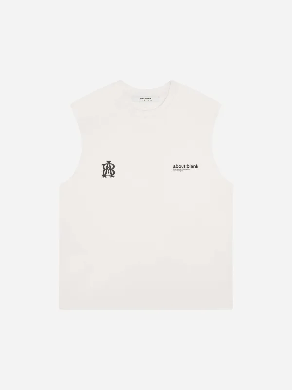 dual logo sleeveless t-shirt oat made by about:blank