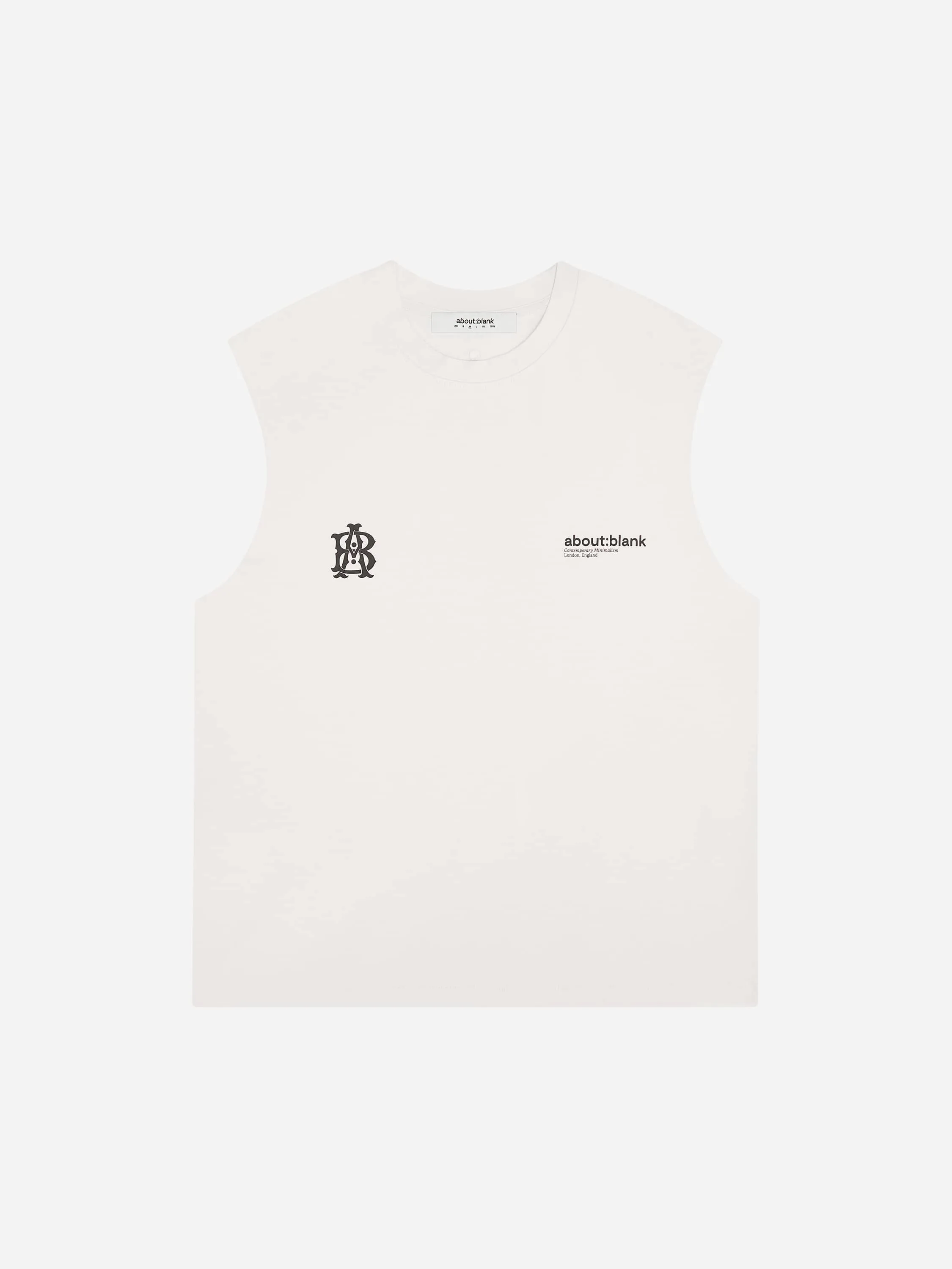 dual logo sleeveless t-shirt oat sold by about:blank