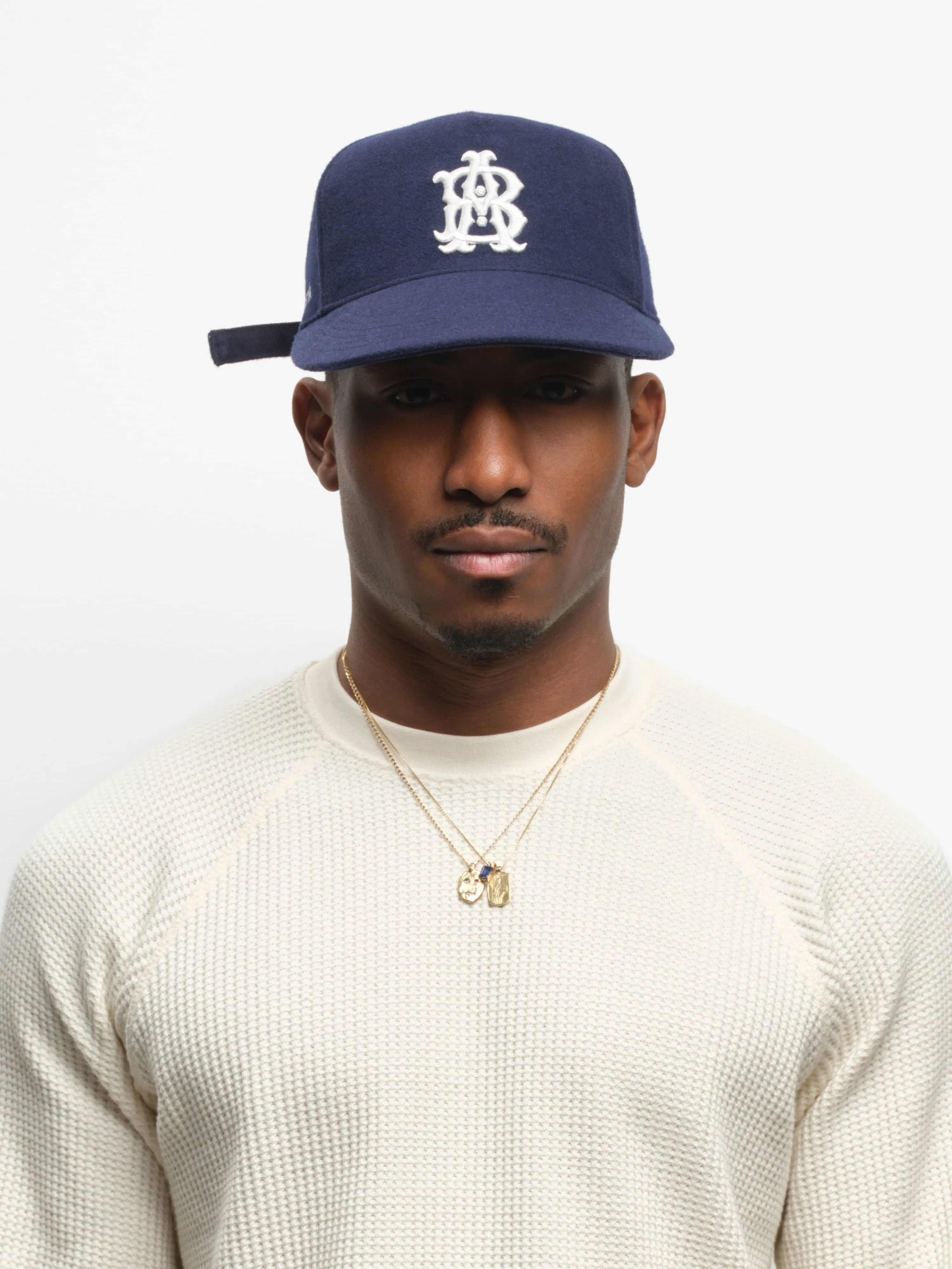 monogram cap wool navy/ecru sold by about:blank product image thumbnail 3