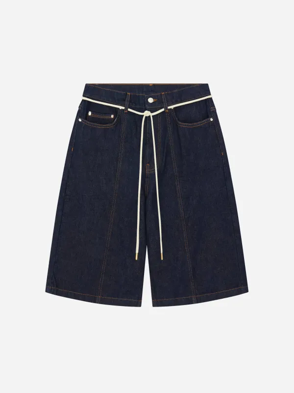 felled denim short raw indigo made by about:blank