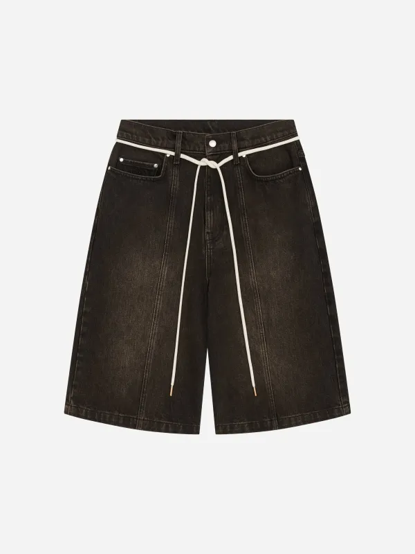 felled denim short antique black made by about:blank