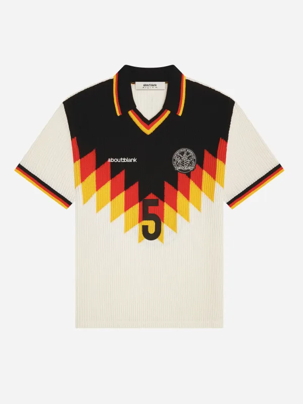knitted football shirt white/black made by about:blank