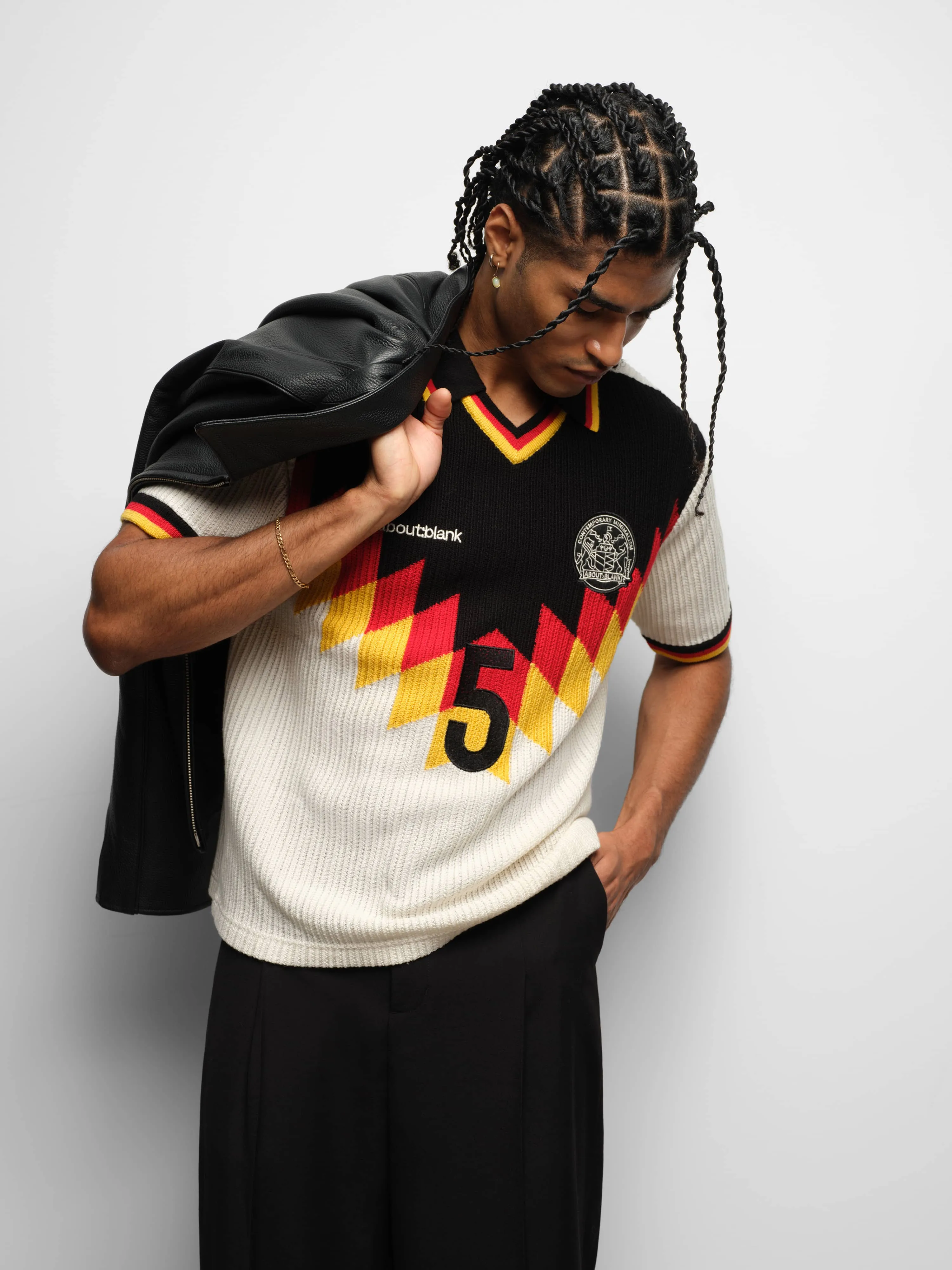 knitted football shirt white/black sold by about:blank product image thumbnail 4