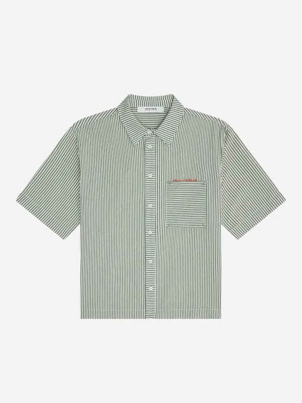 seersucker short sleeve shirt green made by about:blank