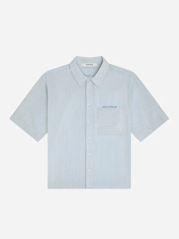 seersucker short sleeve shirt blue made by about:blank