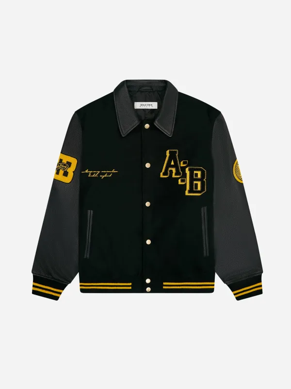 letterman jacket black made by about:blank