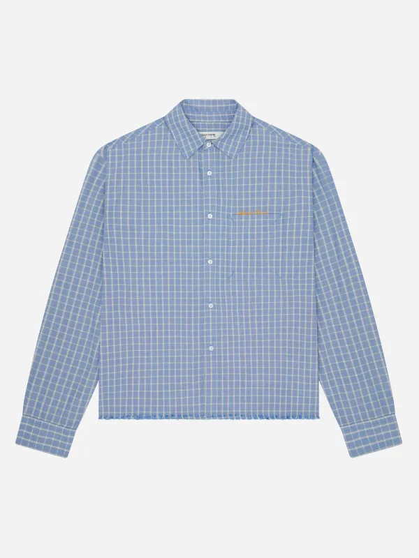 casper raw hem shirt blue made by about:blank