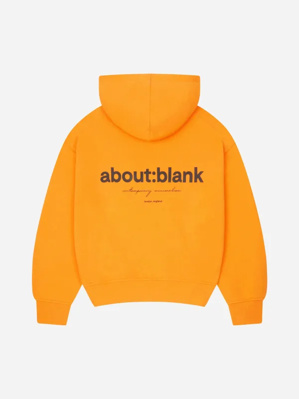 box hoodie orange/black made by about:blank