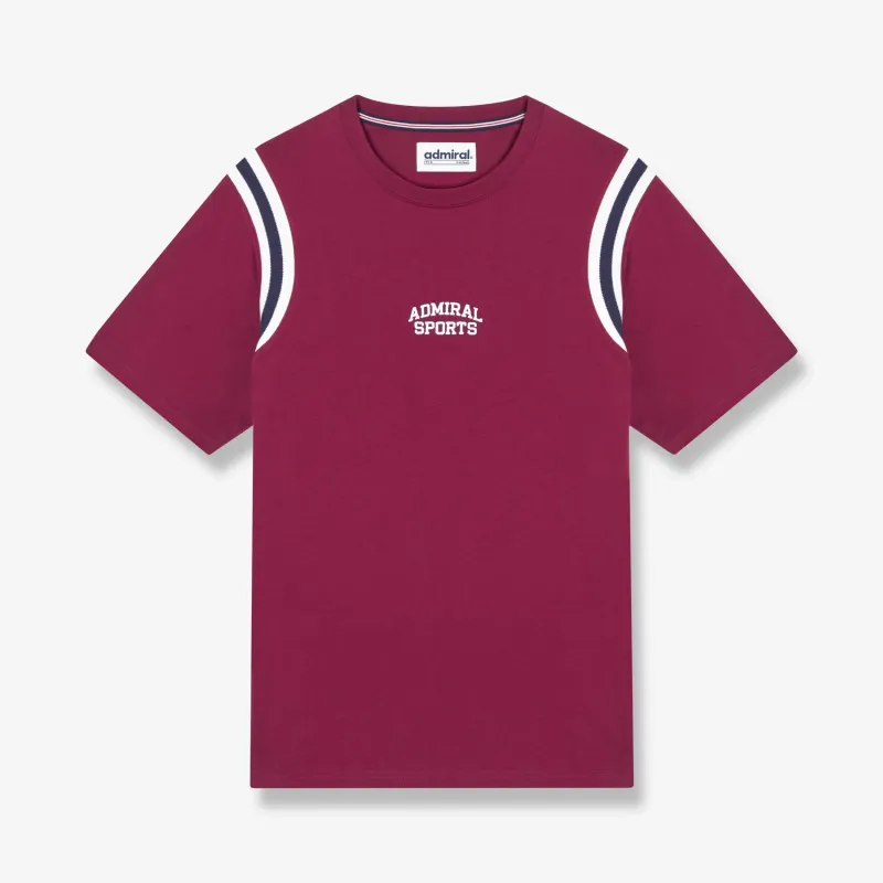 Chivers Rib Insert T-Shirt - Burgundy made by Admiral Sports