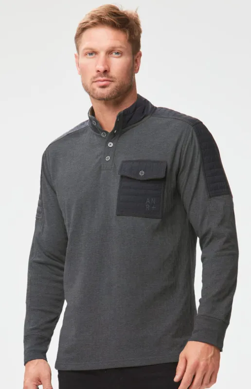 Mattias Mock Shirt | Heather Black sold by Alp N Rock