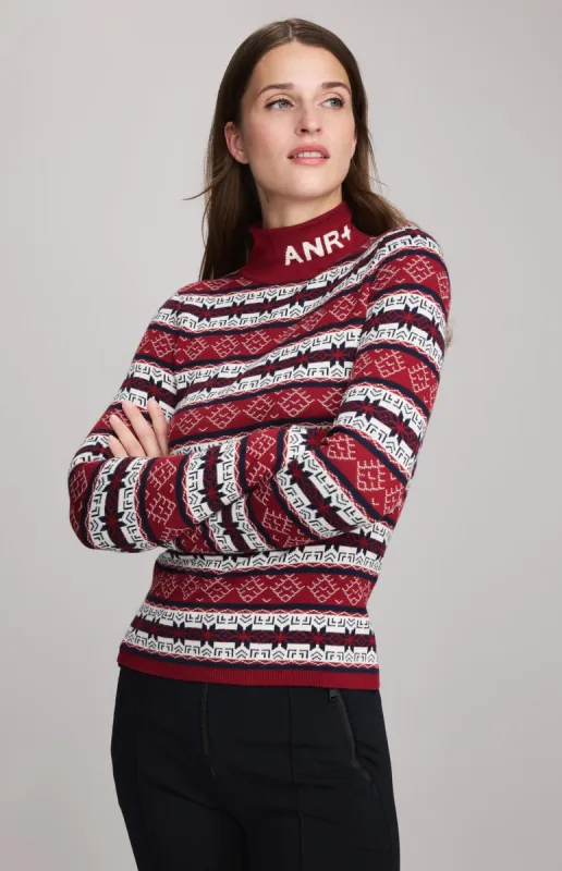 Alvina Mock Neck Sweater | Deep Red sold by Alp N Rock