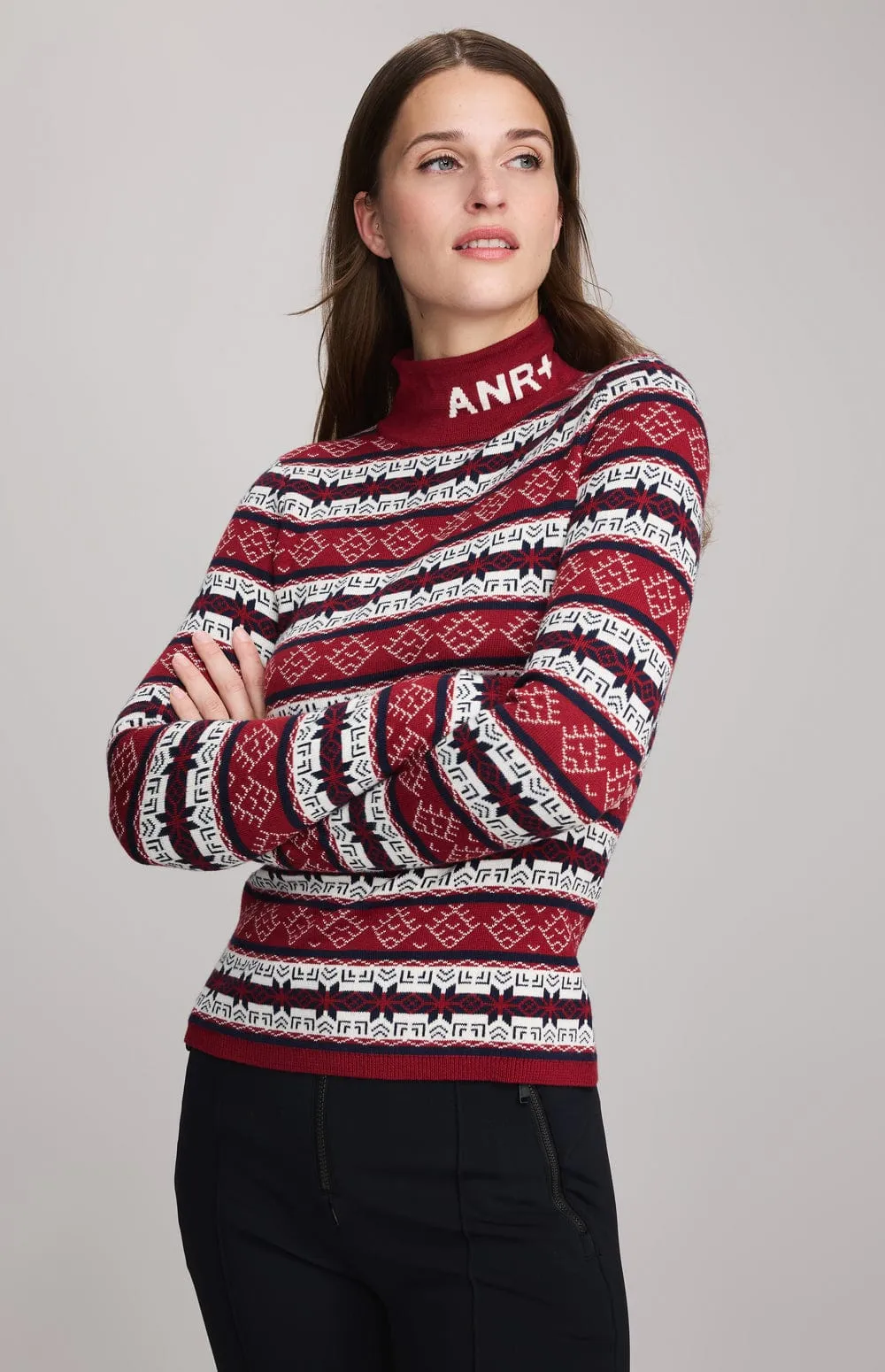 Alvina Mock Neck Sweater | Deep Red sold by Alp N Rock