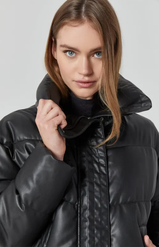 Peak Puffer II Jacket | Black Faux Leather sold by Alp N Rock