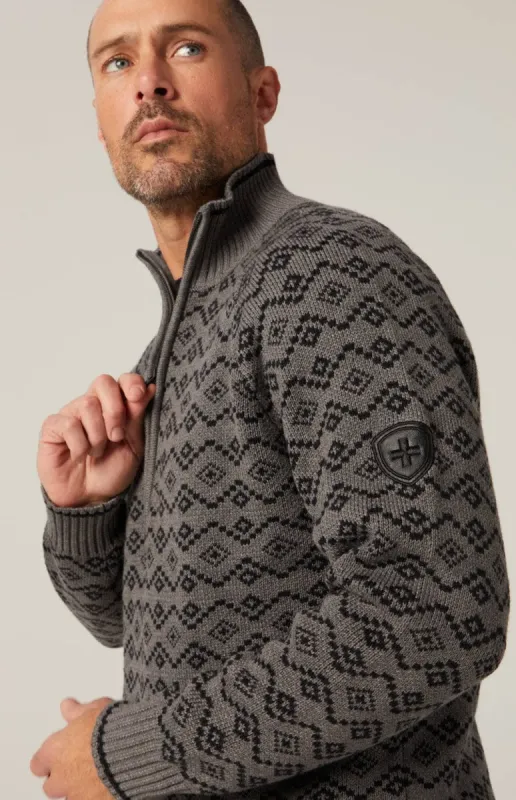 Leo Fairisle 1/2 Zip Sweater | Heather Grey sold by Alp N Rock
