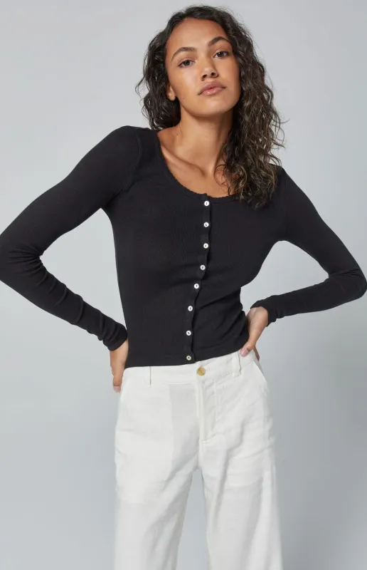 Celia Button Front Top | Black sold by Alp N Rock