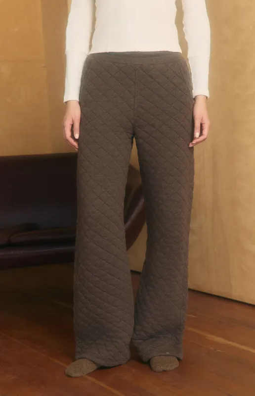 Abby Quilted Wide Leg Pant | Heather Coffee sold by Alp N Rock