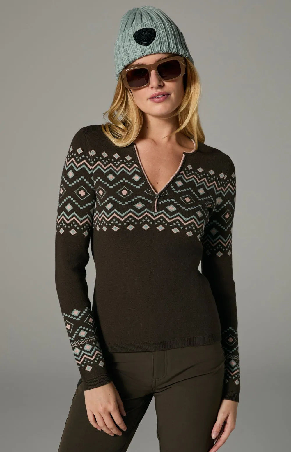 Yvette II Henley Sweater | Coffee sold by Alp N Rock product image thumbnail 4