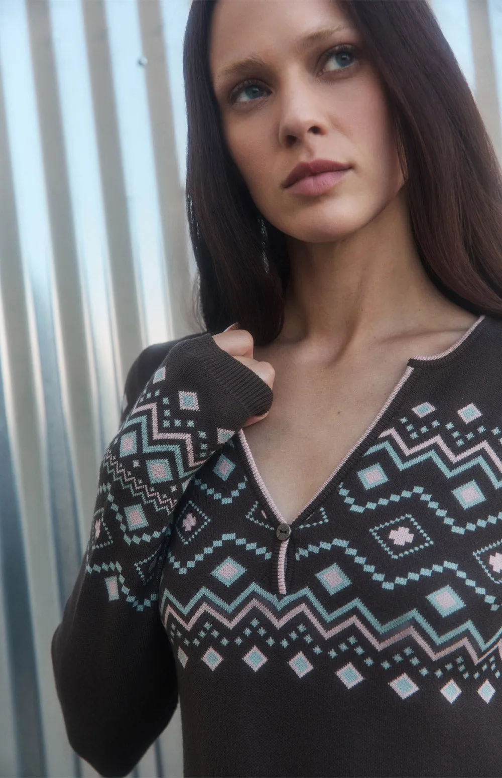 Yvette II Henley Sweater | Coffee sold by Alp N Rock product image thumbnail 2