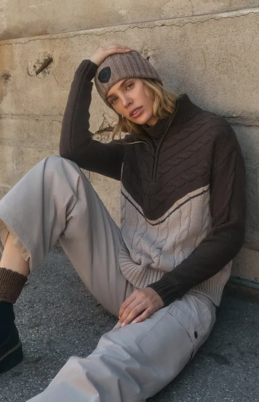 Jordan 1/2 Zip Cable Knit Sweater | Coffee sold by Alp N Rock