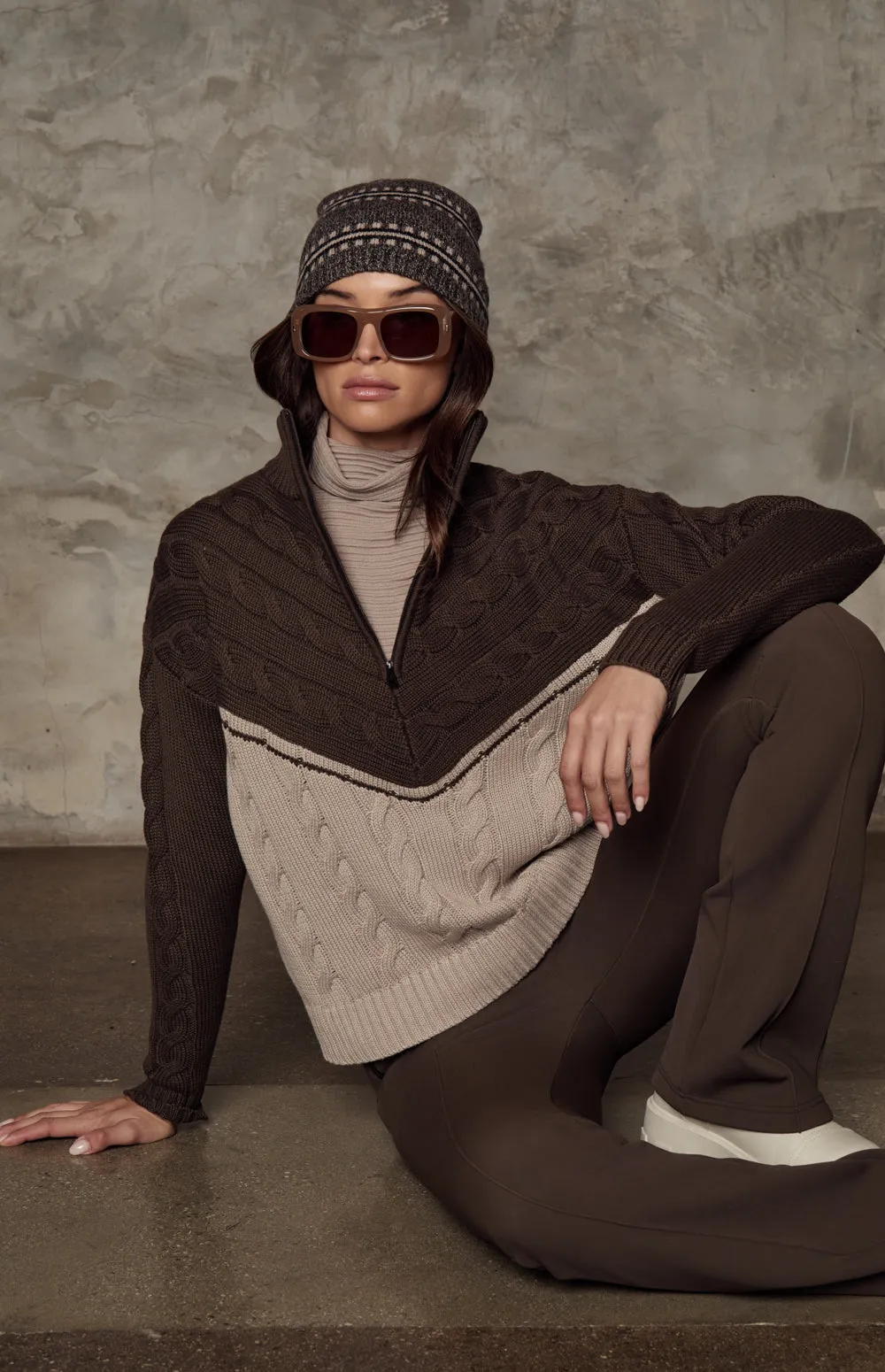 Jordan 1/2 Zip Cable Knit Sweater | Coffee sold by Alp N Rock product image thumbnail 3