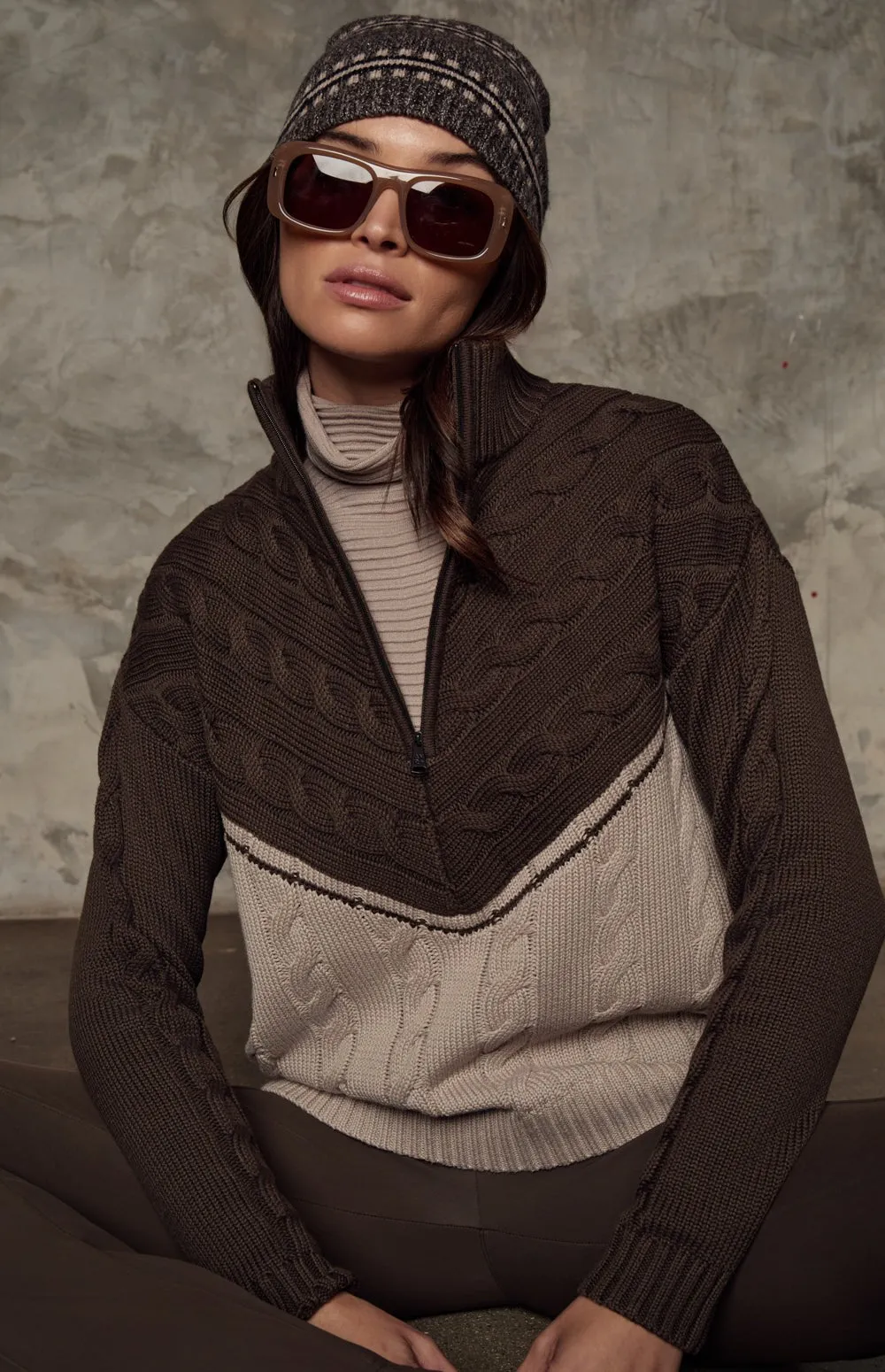 Jordan 1/2 Zip Cable Knit Sweater | Coffee sold by Alp N Rock product image thumbnail 4