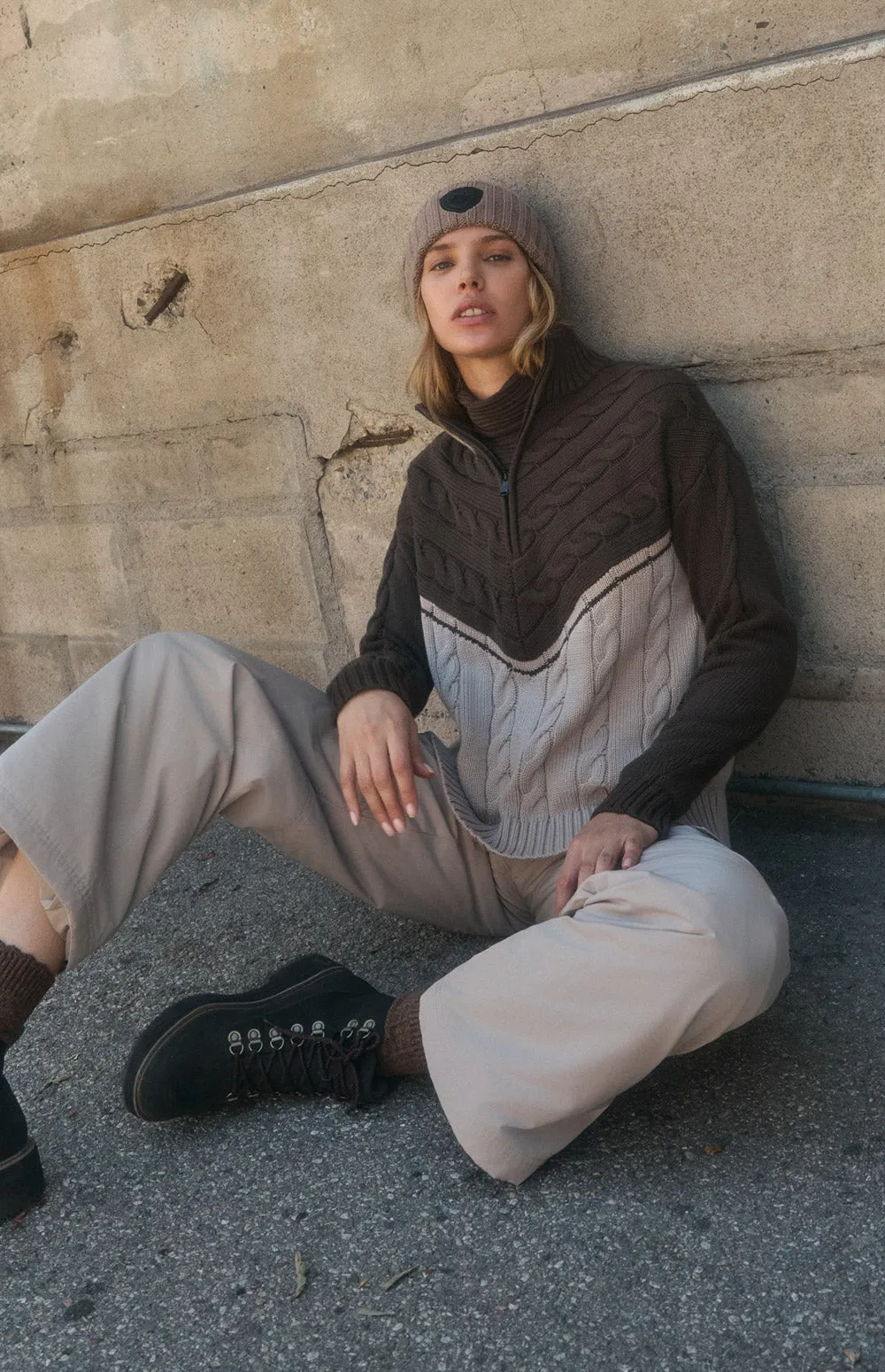 Jordan 1/2 Zip Cable Knit Sweater | Coffee sold by Alp N Rock product image thumbnail 2