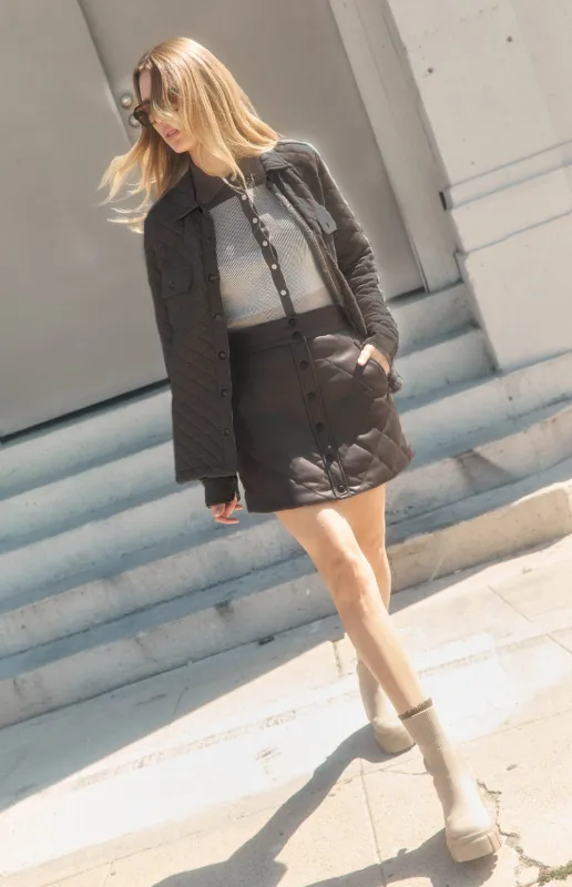 Emilia A-Line Quilted Mini Skirt | Coffee made by Alp N Rock