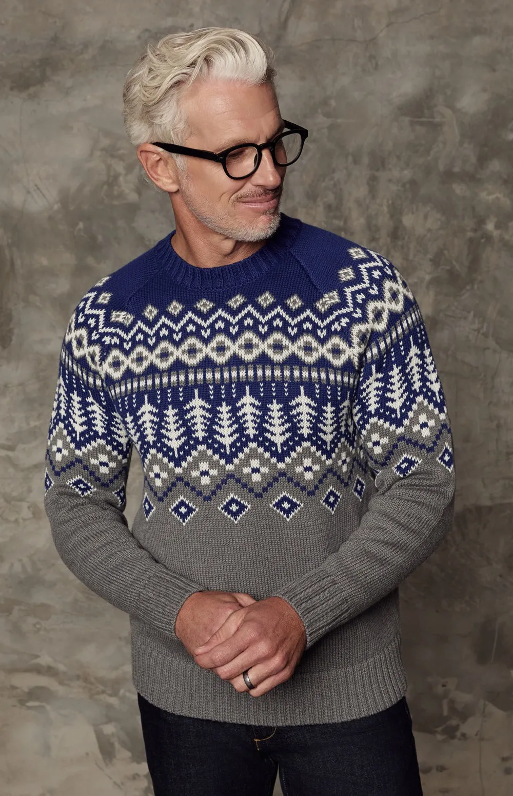 Sid Fair Isle Crewneck Sweater | Deep Blue sold by Alp N Rock
