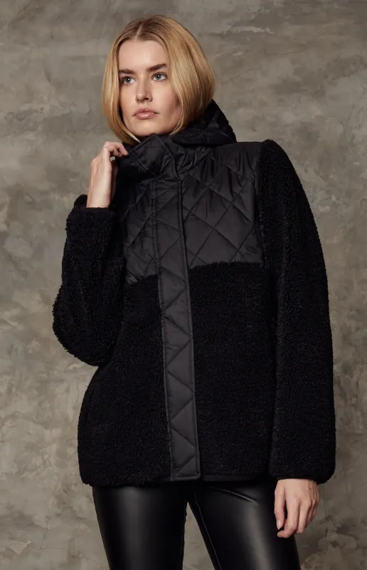 Tahoe Hooded Shearling Jacket | Black sold by Alp N Rock