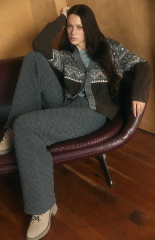 Abby Quilted Wide Leg Pant | Heather Grey sold by Alp N Rock