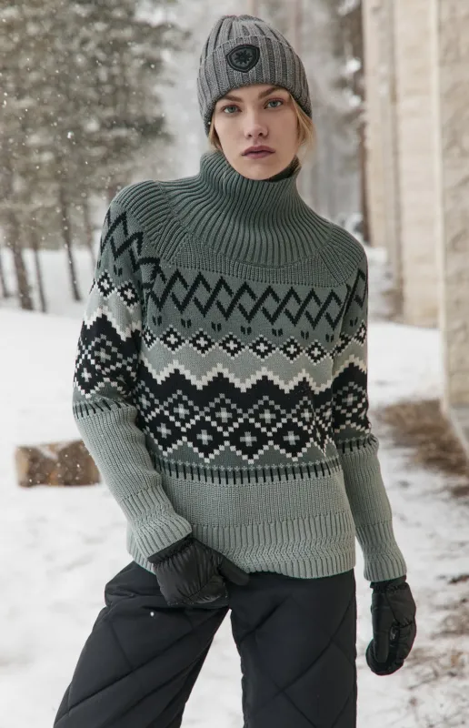 Leighton Mock Neck Ski Sweater | Eucalyptus sold by Alp N Rock