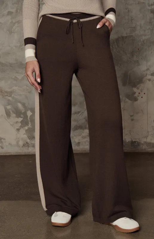 August Wide Leg Knit Lounge Pant | Coffee sold by Alp N Rock
