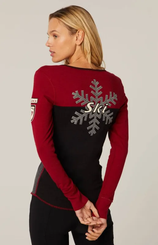 Anja Ski Henley Shirt | Deep Red sold by Alp N Rock