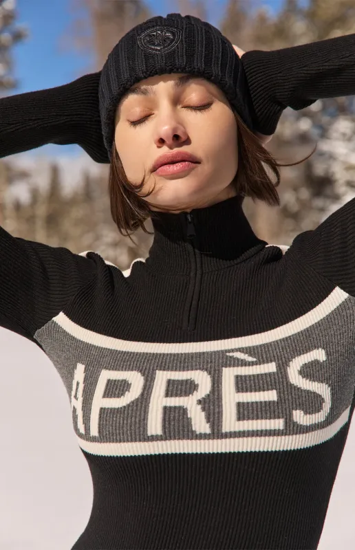 Kate 1/2 Zip Apres Sweater | Black sold by Alp N Rock