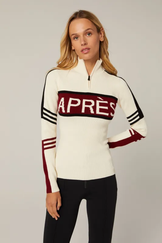 Kate 1/2 Zip Apres Sweater | Ivory sold by Alp N Rock