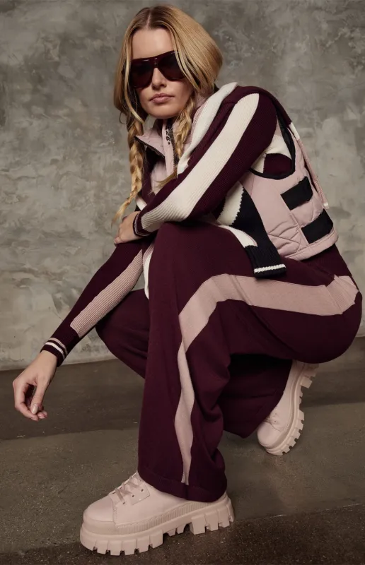 August Wide Leg Knit Lounge Pant | Dark Cherry sold by Alp N Rock